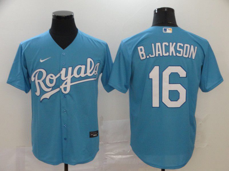 Men Kansas City Royals #16 B.Jackson Light Blue Nike Game MLB Jerseys->atlanta braves->MLB Jersey